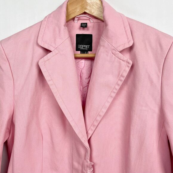 Esprit Trench Coat Jacket Size‎ M Bubblegum Pink Twill Mid Length Barbiecore Y2K - Picture 3 of 16